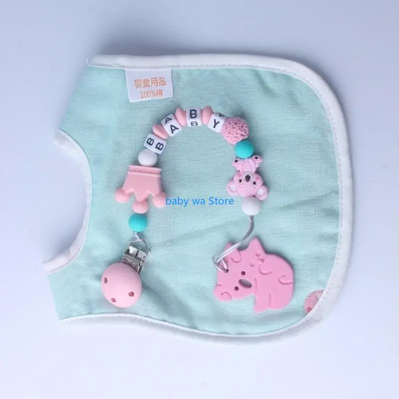 

Beads Pacifier Holder with Clip Silicone Teething Toy for Newborn Baby 4XBD