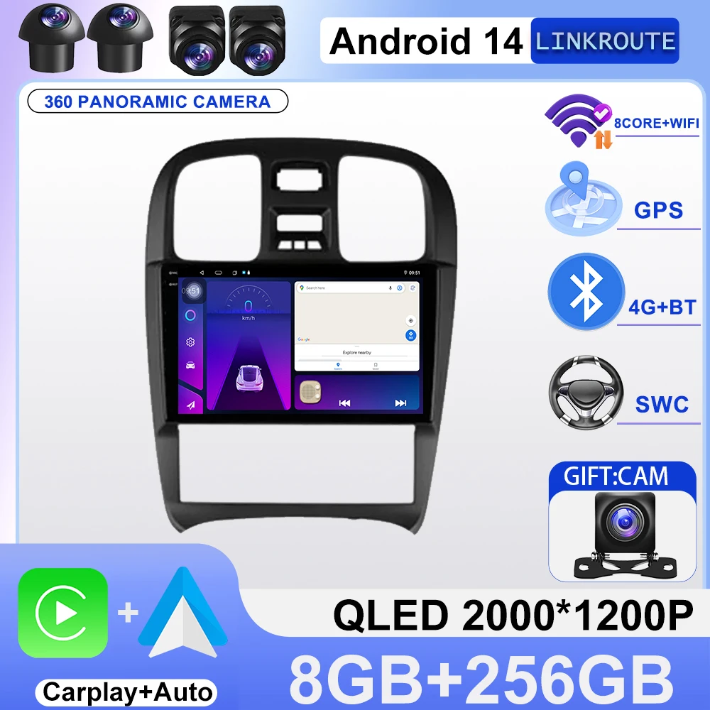 Android 14 For Hyundai Sonata EF 2001-2012 Car Radio Multimedia Player Navigation 4G Stereo GPS Wireless BT Carplay Touch Screen