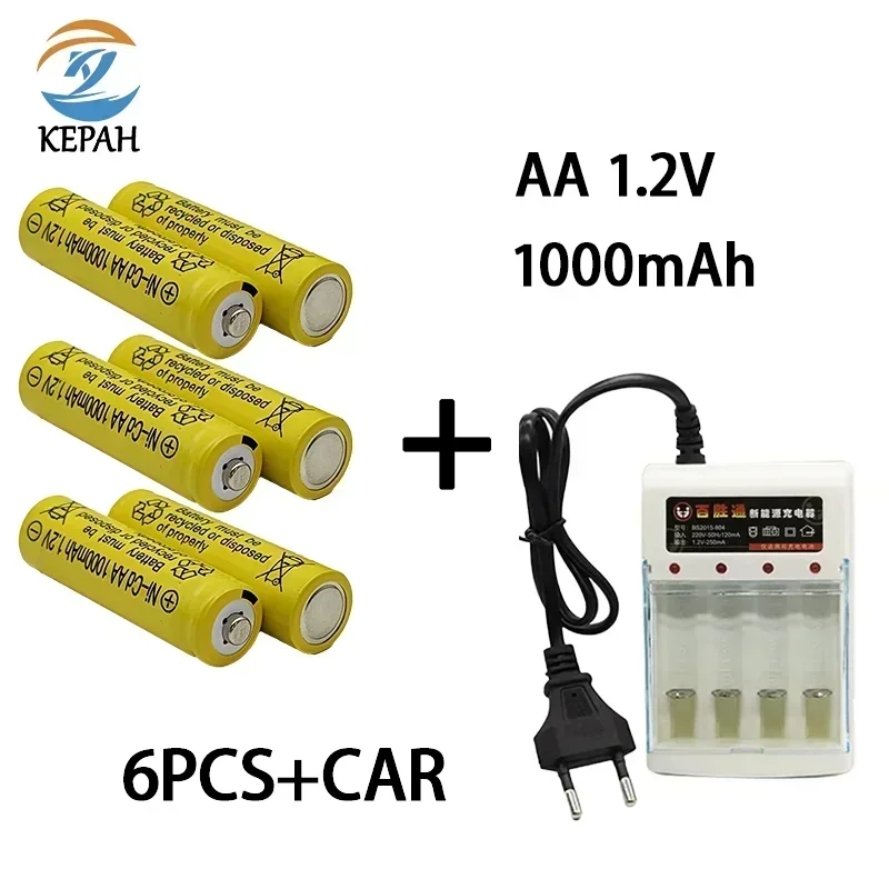 

AA 1.2V Nickel-Chromium Rechargeable Battery | 1000mAh, Fits Remote Control Cars/Remotes/Mice/Shavers, Charger Included