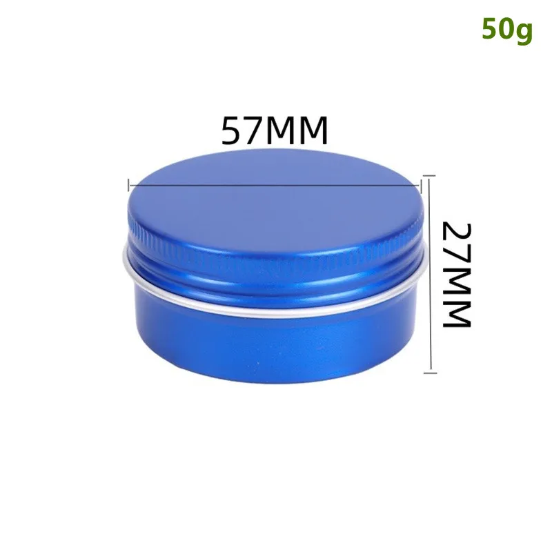 200pcs 50g Blue Aluminum Tin Jar Round Empty Refillable Containers 50ml Metal Aluminum Cosmetic Sample Cans for Beauty Products