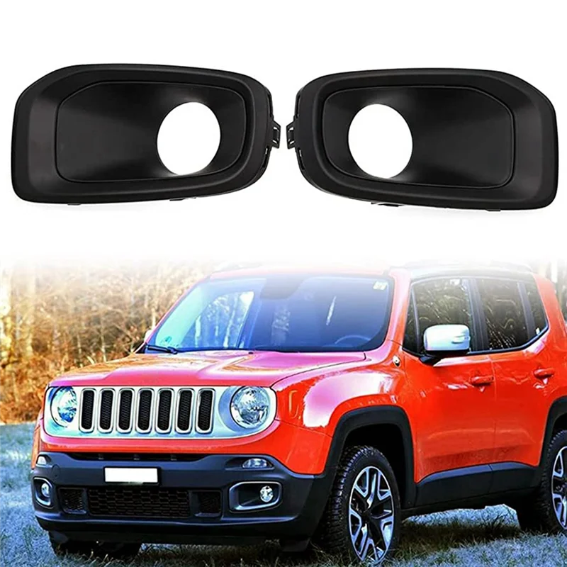 AC34-المصد الأمامي الضباب الخفيف مصباح الحافة غطاء الضباب الخفيف الإطار ل 2015-2018 Jeep Renegade 5XB28XS9AA 5XB32XS9AA