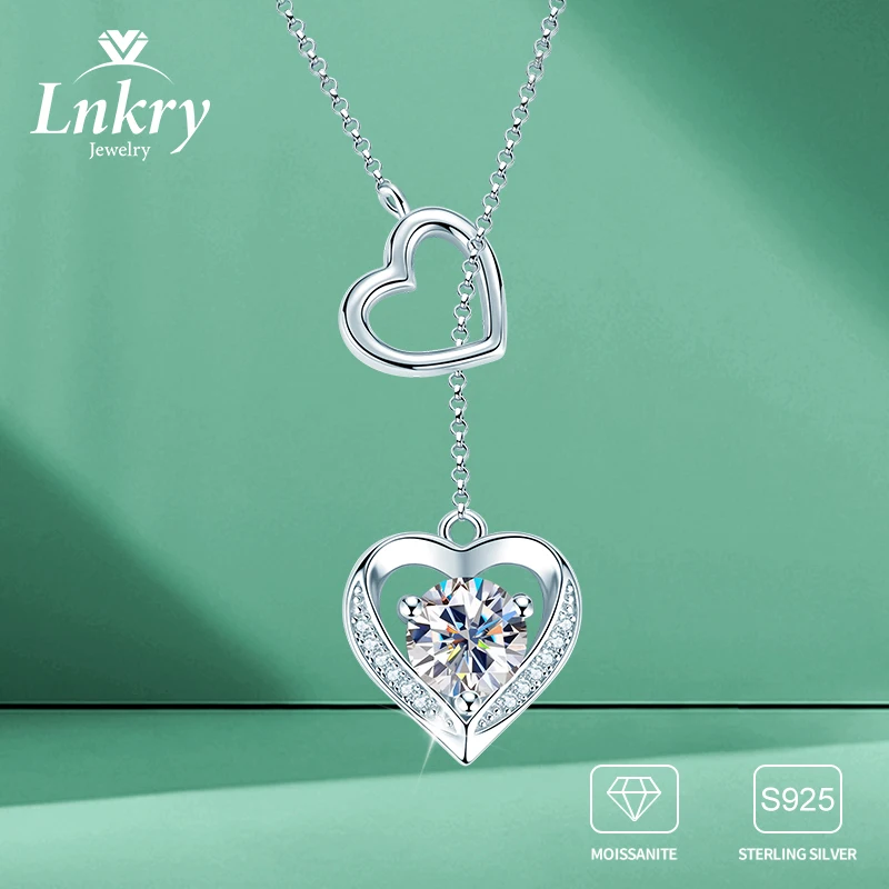 

Сертифицированное Lnkry ожерелье из муассанита, колье из стерлингового серебра 925 пробы, Y-лариат, кулон в форме сердца, ожерелье для женщин, ювелирные изделия