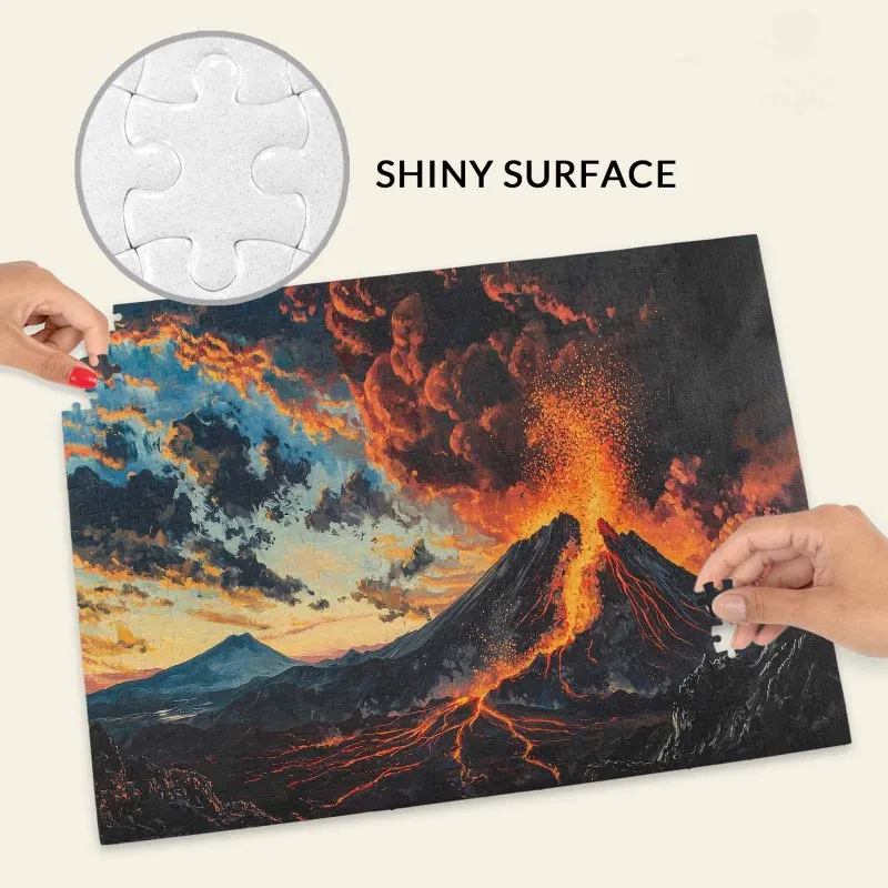Puzzle dla dorosłych - 500 elementów, wybuch wulkanu, ognista lawa, dramatyczny krajobraz