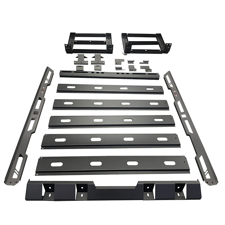 For 2/4 Door Steel Roof Rack W/ LED Light Luggage Rack With Climbing Ladder Mount Cargo Basket For Wrangler JK JL BJ40 4