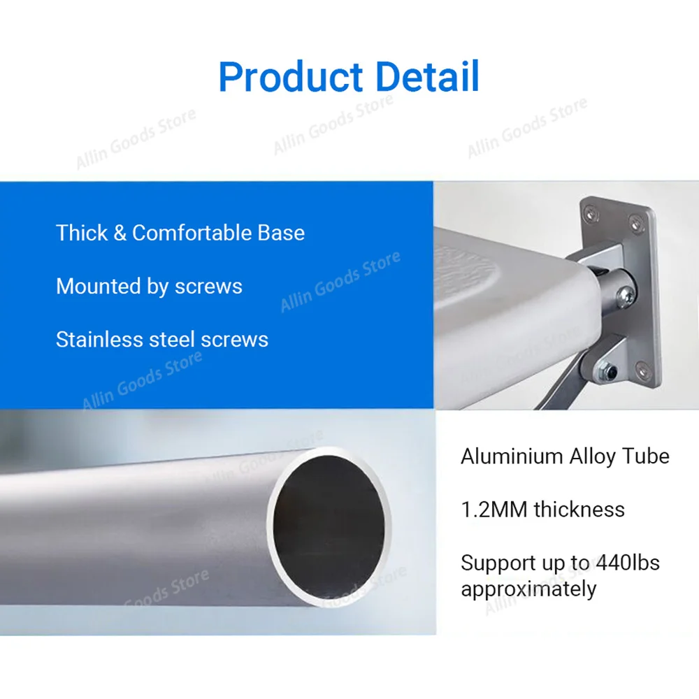 Adjustable Shower Seat 180kg Load Capacity Anti Slip Suction Foot Stool Multifunctional Bathroom Bench For Bathtub Shower Room