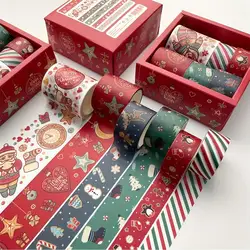 6 pezzi di nastri Washi natalizi che avvolgono il nastro adesivo per Scrapbook di natale regalo artigianale fai da te, pianificatori, confezioni regalo