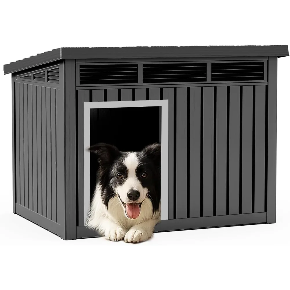 

Dog House for Both Indoor and Outdoor with Weatherproof Roof Removable Floors for Medium to Large Dogs Interior Space (Bla