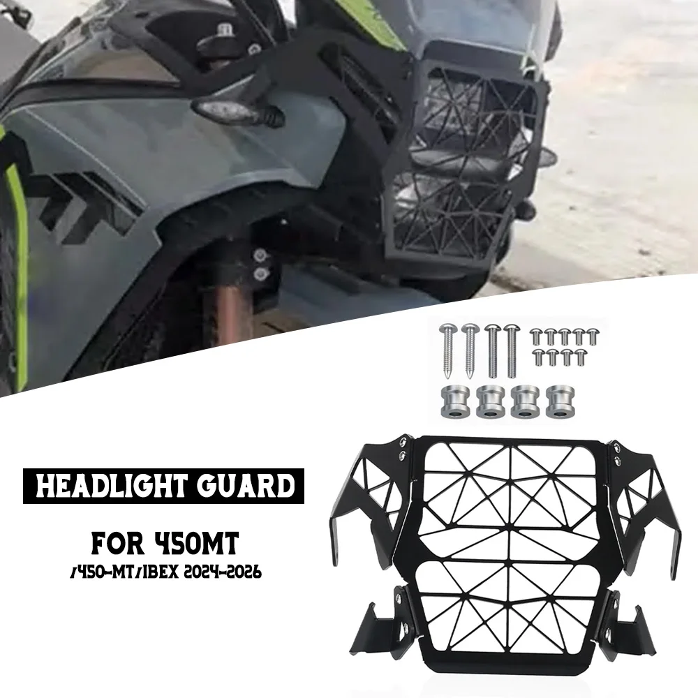 

Motorcycle Headlight Protector Shield Guard Headlamp Mesh Accessories FOR CFMOTO 450MT/450-MT/IBEX 2024-2025-2026 Aluminium