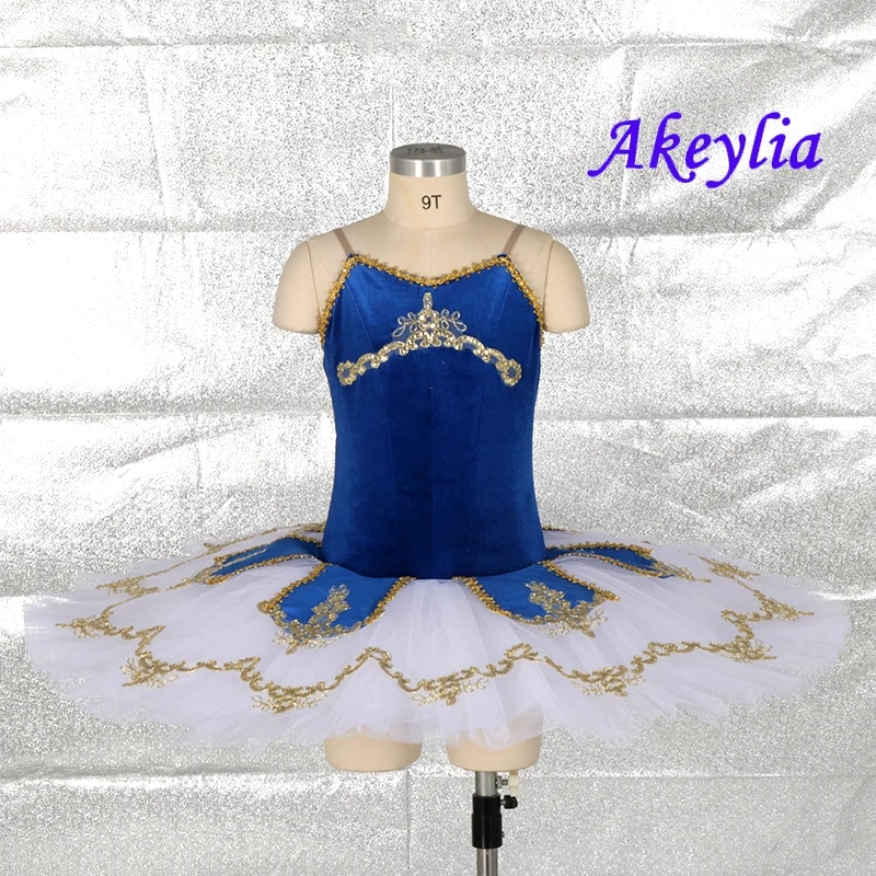 

Akeylia girl blue white blue tutu ballet Classical Dance Costume Professional Ballet Tutu Group dance 7 layers of tulle 20094