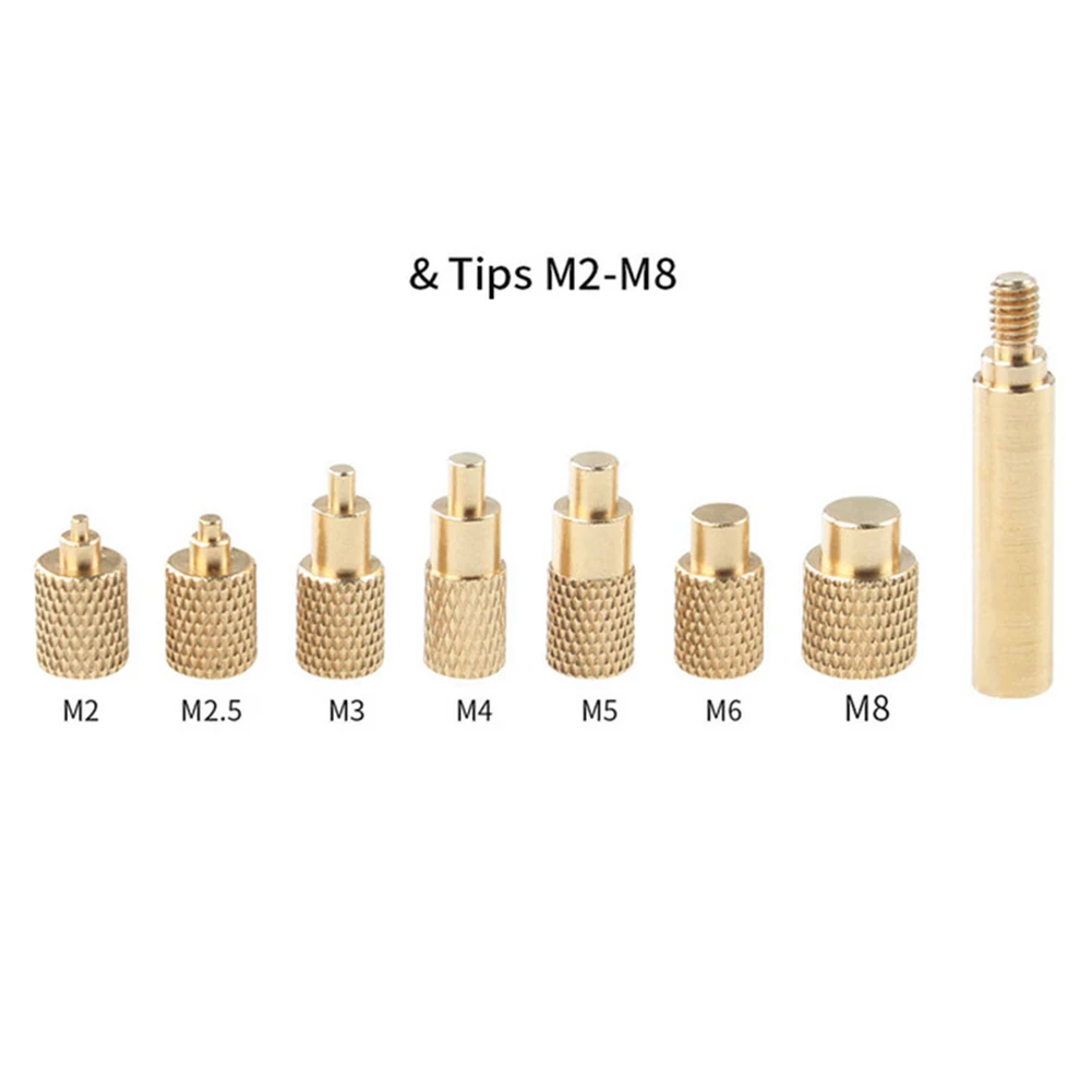 8pcs Metal Insert Internal Thread Head M2-M8 Brass Hot Melt Insert Nut Insertion Internal Thread Hot Melt Nut Press Head Tools