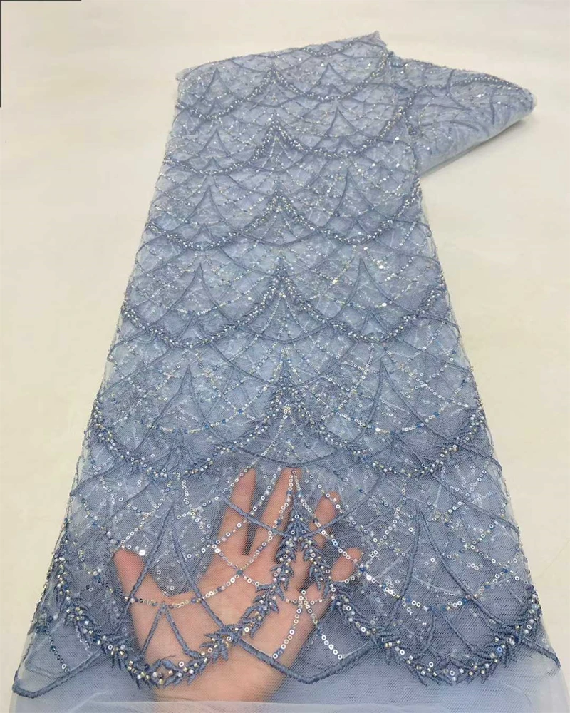 Luxe Afrikaanse kralen kant stof Hoogwaardige pailletten Nigeriaanse feestjurk naaimateriaal