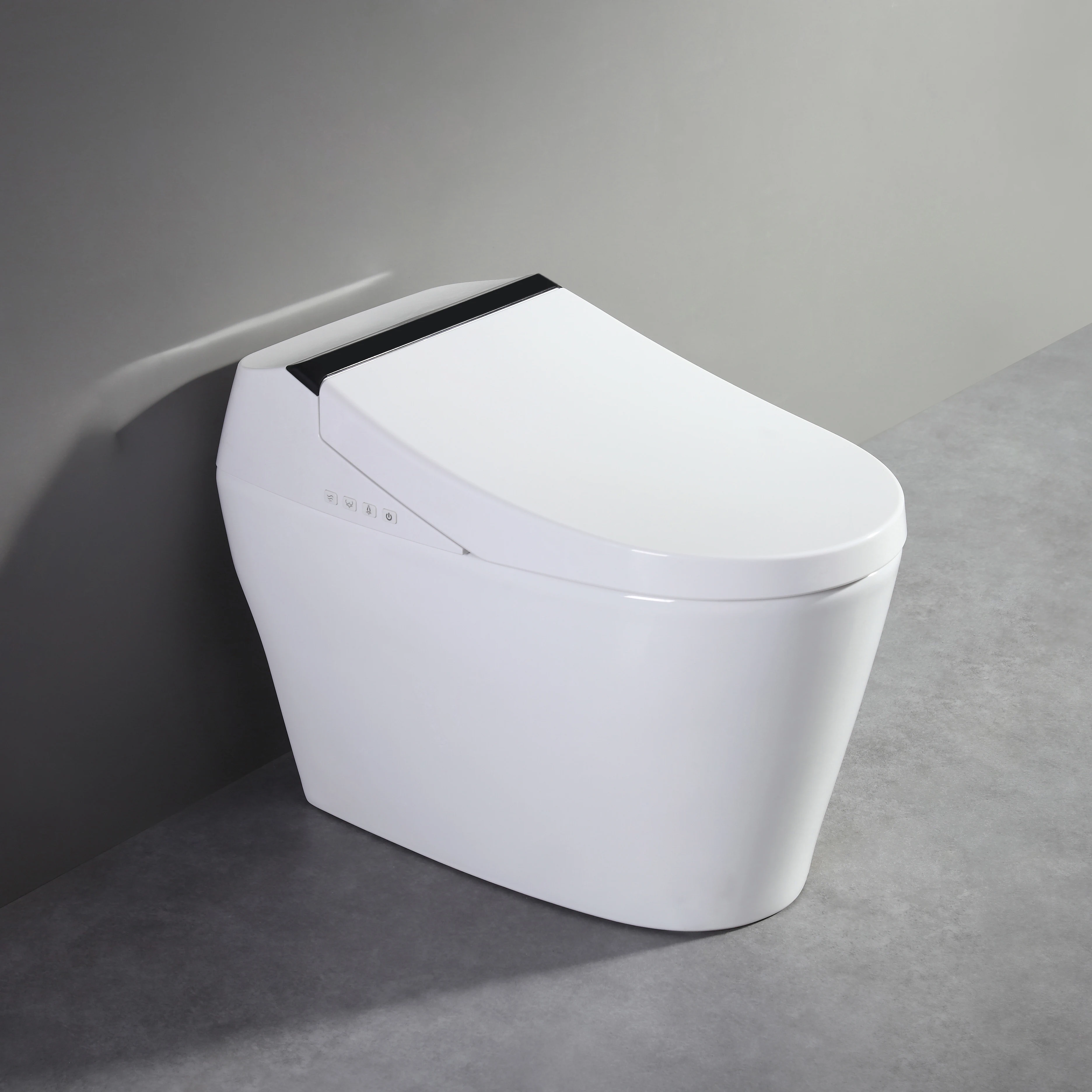xx-Luxury  Intelligent Toilet Foam Shield Anti-Splash Heated Seat Remote Control Included Floor Mounted For Bathroom Use^