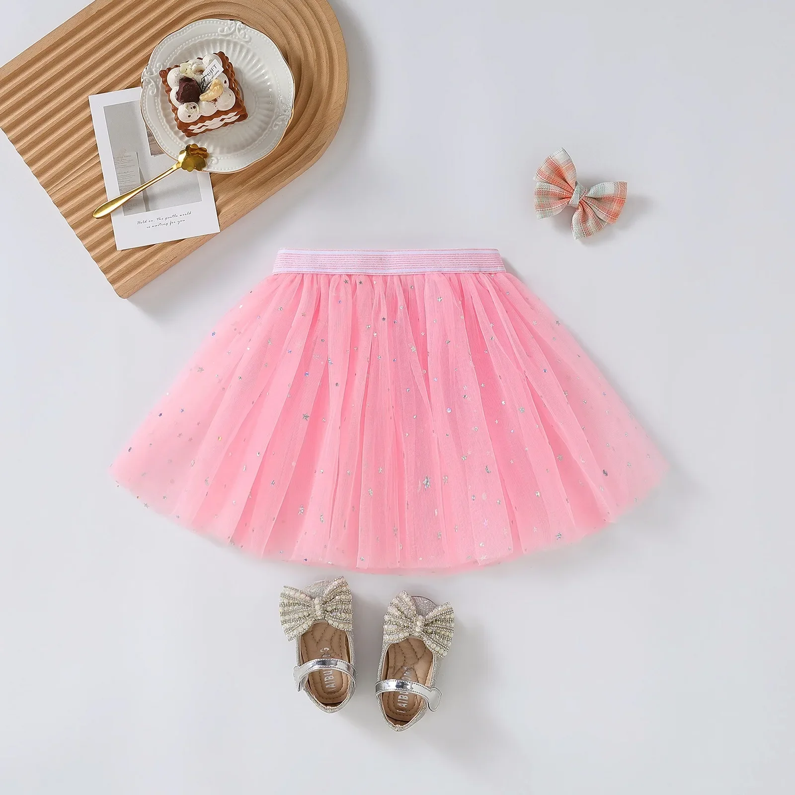 

2025 New Baby Girls Tulle Star Short Tutu Skirt Children Fancy Ballet Dancewear Party Costume Ball Gown Mini Skirt 1-5Y