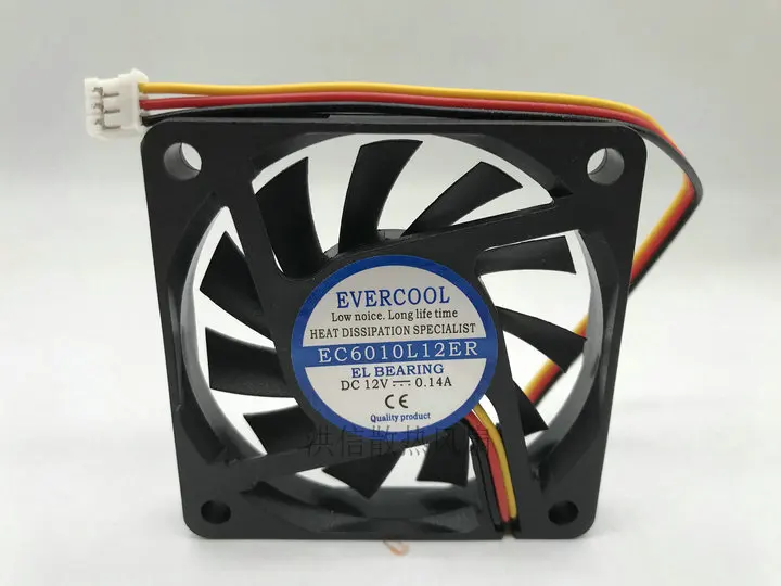 

EVERCOOL EC6010L12ER DC 12V 0.14A 60x60x10mm 3-Wire 60mm Cooling Fan