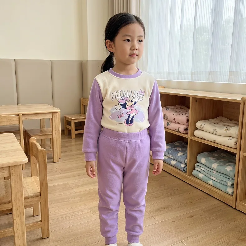 Herbst-Winter Mädchen Weiche Bequeme Schlafanzug-Sets Kinder Verdickte Warme Langarm-Hauskleidung Kinder-Schlafanzüge Unterteil – Detail 5