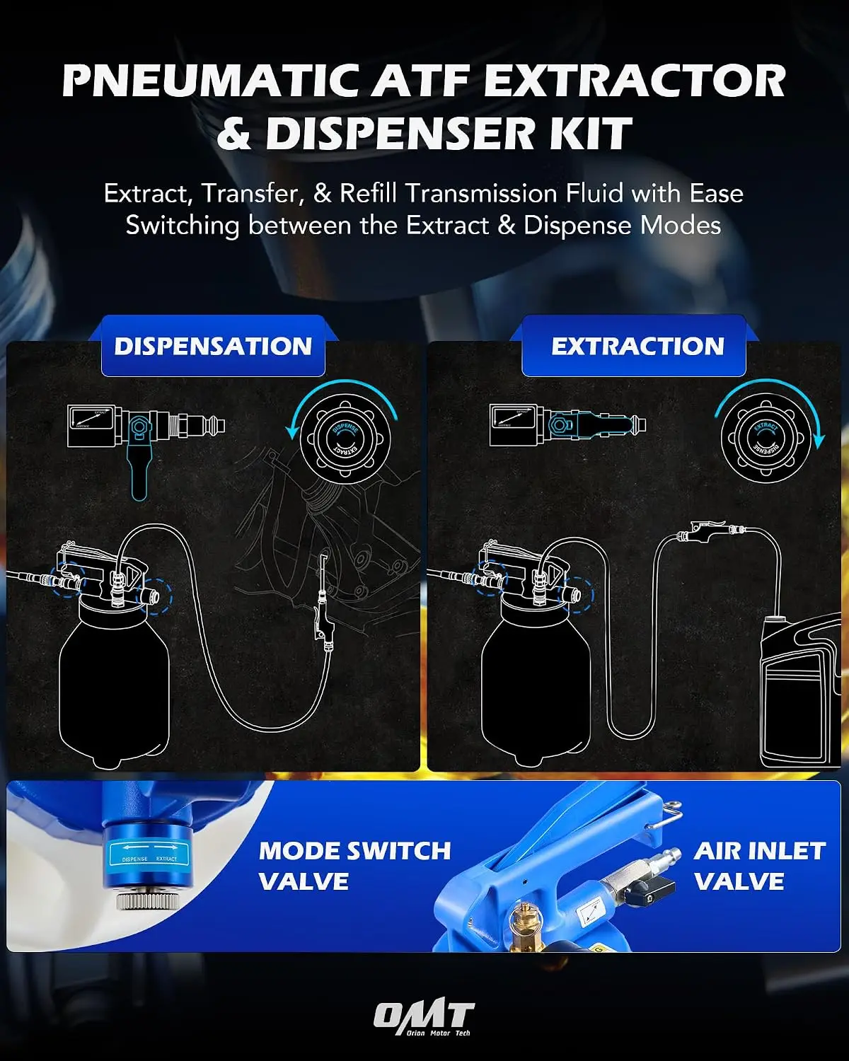 Oil Extractor Pump and Dispenser Tool Kit, 10L Pneumatic Transmission Fluid Bleeder Set, 2.6gal 2 Way Vacuum Fluid Evacuator