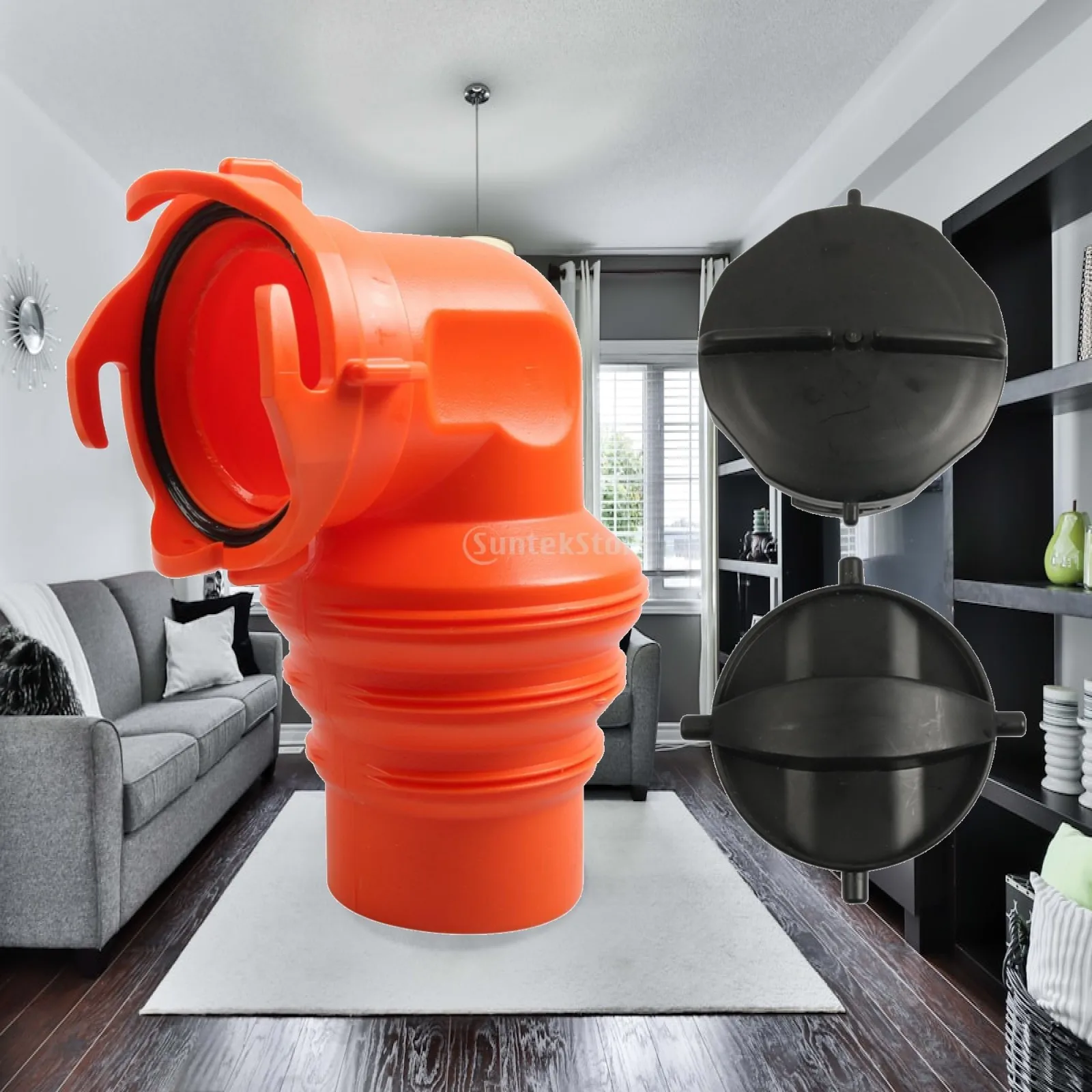 RV Sewer Hose Elbow 90 Degree ABS Plastic Drain Fitting with Two Lids for Waste Water Disposal System