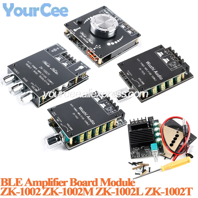ZK-1002 ZK-1002M ZK-1002L 100W*2 High Power BLE Digital Amplifier Stereo Board 100W+100W AMP Amplificador Audio Home Theate