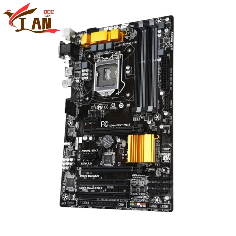 Para placa base GA-H97-HD3 32GB PCI-E3.0 LGA 1150 DDR3 ATX H97 placa base 100% probado completamente funciona Tan