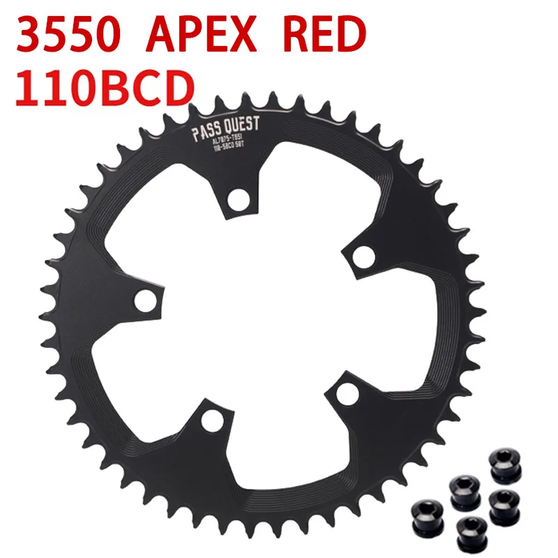 PASS QUEST 110 bcd chainring 5 bolt for SRAM 3550 APEX RED Road Bike plates Narrow Wide 5 screws monoplate chain ring