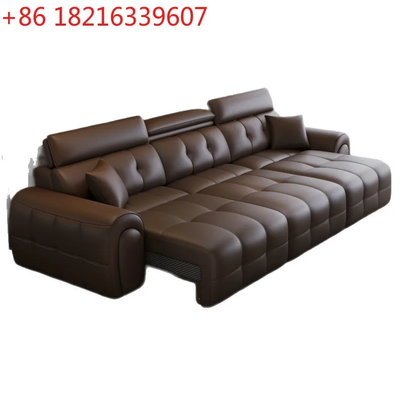 YAO can sleep and lie against the wall electric function sofa living room new first layer leather integrated dual-purpose
