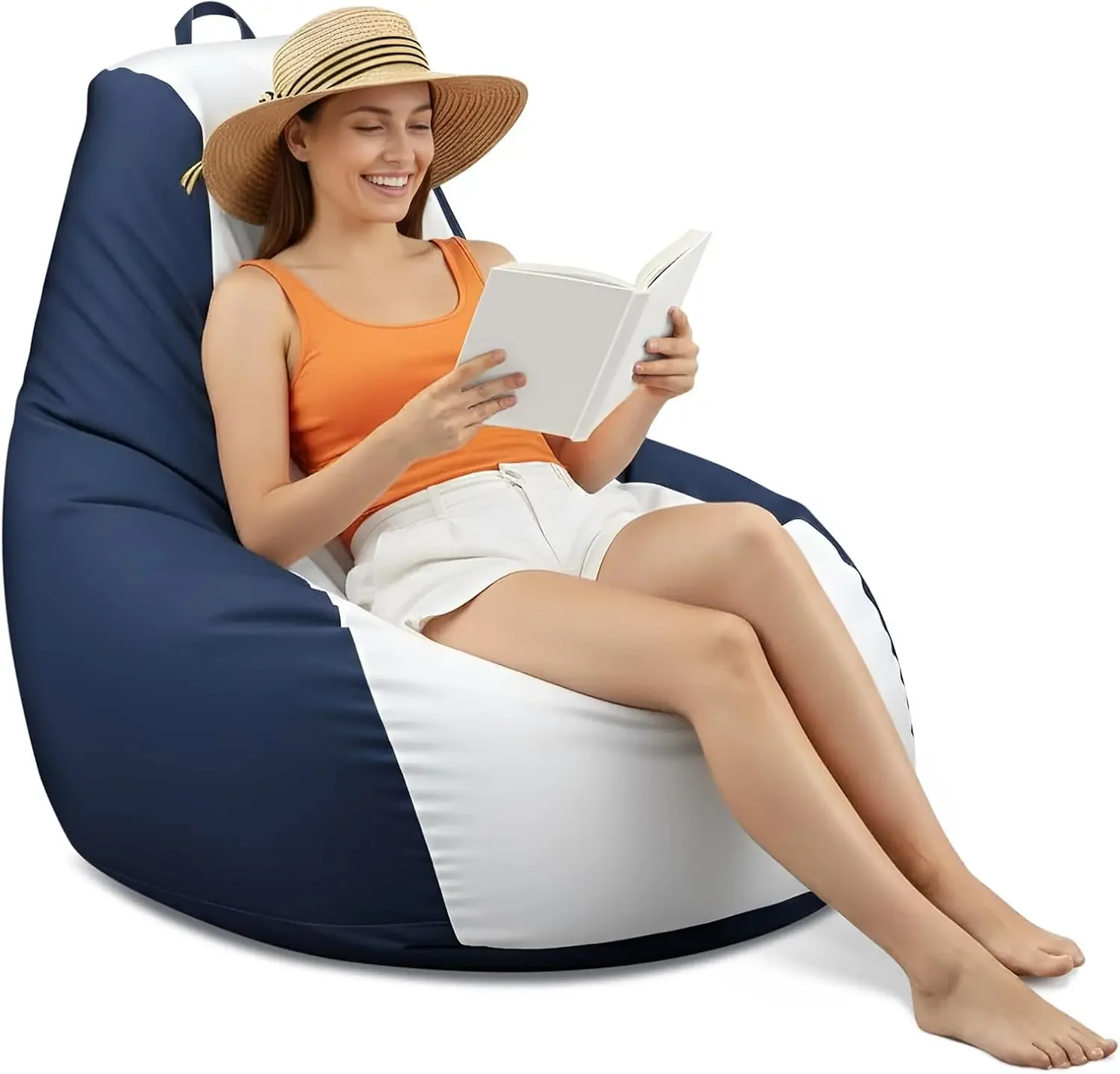 1 Pcs Teardrop Outdoor Bean Bag Chair, Marine Bean Boat Bags Waterproof Patio Beanbag Lounger with Supportive Backrest for Pools