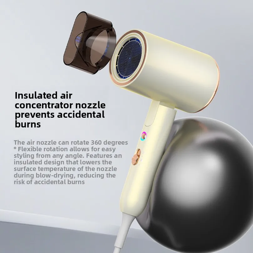 High-speed hair dryer for home use, strong airflow, negative ion, portable, foldable, salon-grade, constant temperature