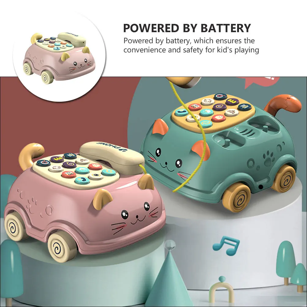 1 Juego de teléfono de voz para niños, imitación de 12 teclas, diseño de gato, teléfono educativo para el desarrollo temprano, juguete musical