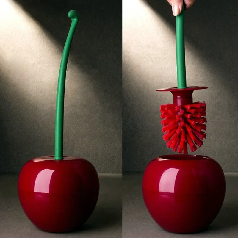 Creative Cherry Shape Toilet Brush with Holder Toilet Cleaning Brush Set Decorative Bathroom Accessory for Home Hotel