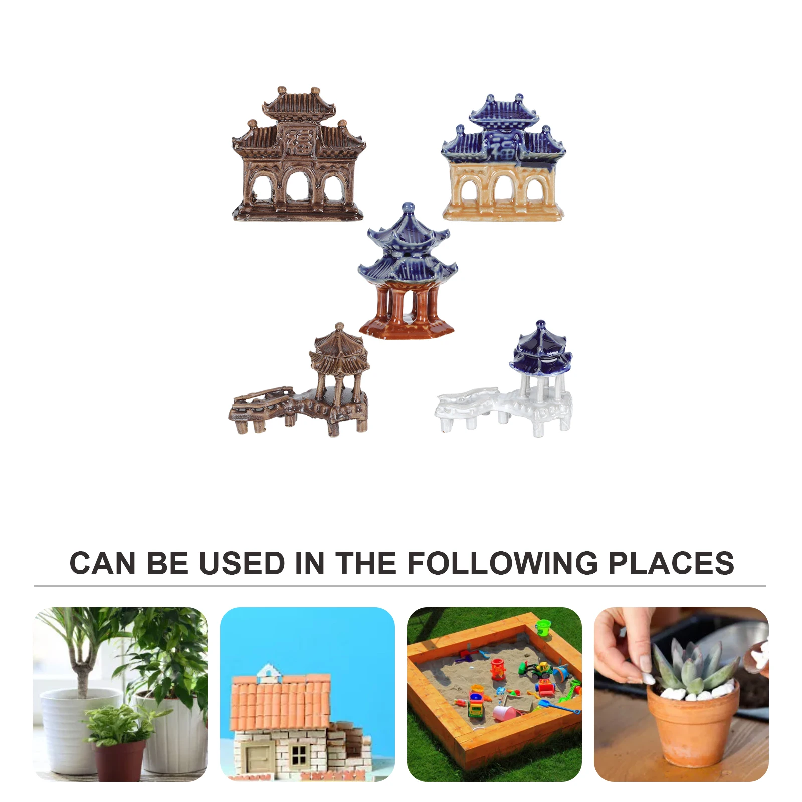 

5 Pcs Ceramic Pavilion Ornaments Decorations Fairy Garden Ceramics Landscape