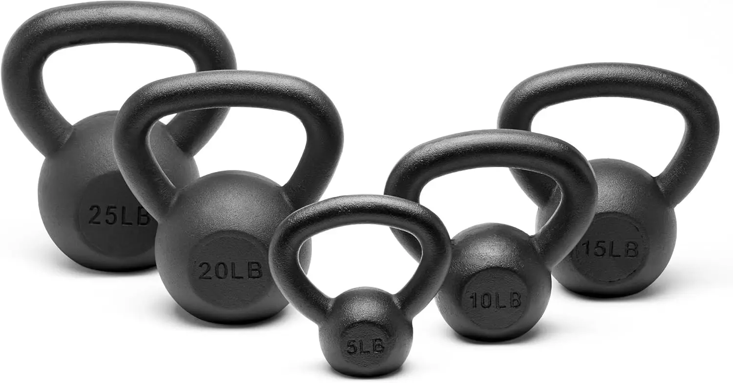 

Powder Coated Solid Cast Iron Kettlebell Weights Set 5, 10 15, 20, 25, 30, 35, 40, 45 lbs all Combination