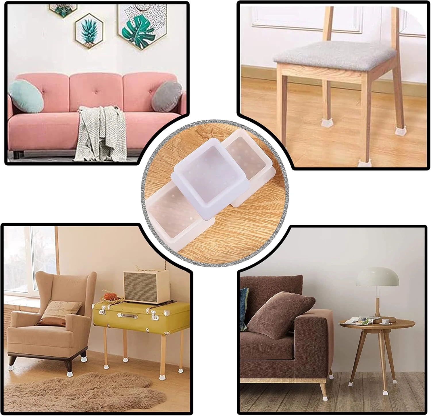 1Pcs Soft Silicone Square Chair Leg Caps Furniture Feet Floor Protector Covers For Anti Scratch Noise Reduction Wear Resistant