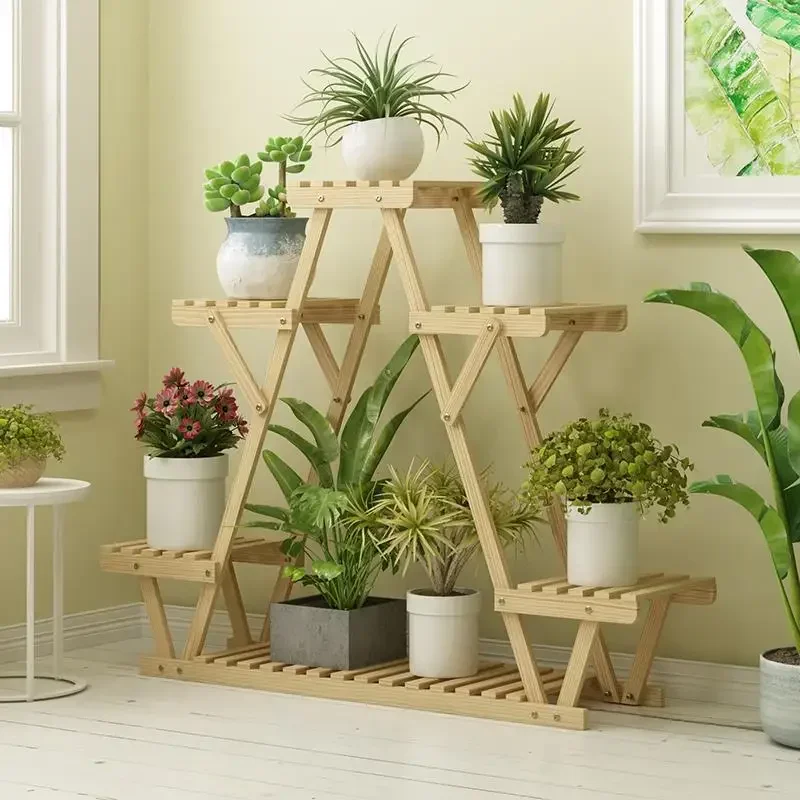 Flower rack shelf household wooden  rack multi-storey indoor special  pot rack living room solid wood balcony