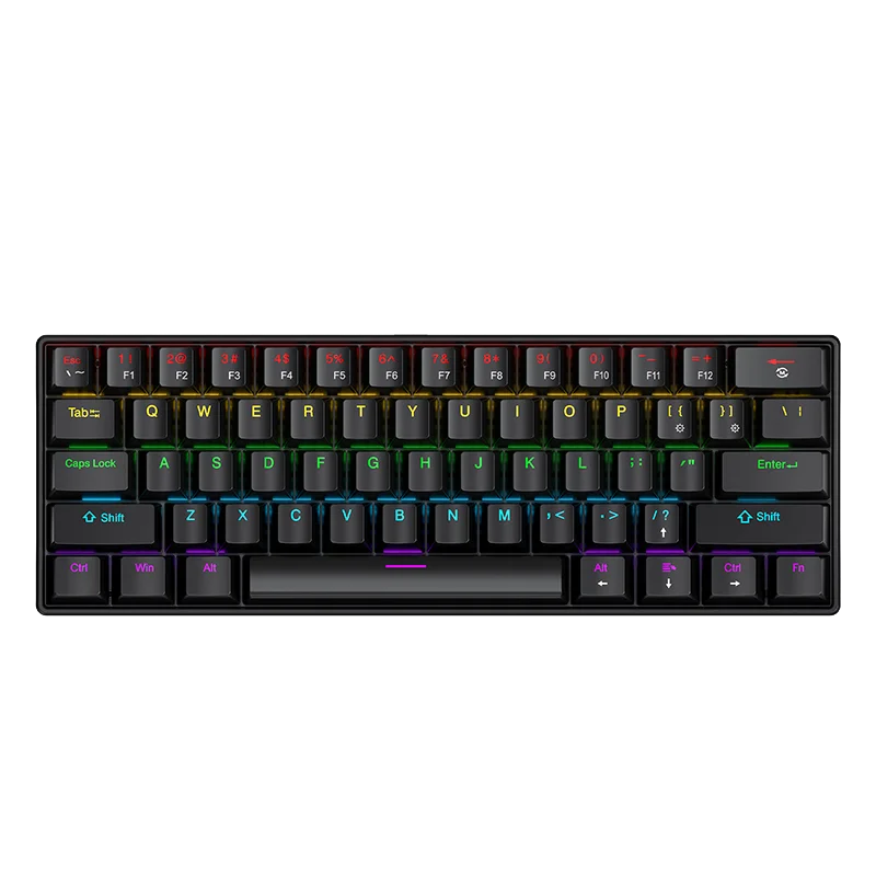 Minitoetsenbord APAYADO K61 Mechanisch toetsenbord Bedraad, 60% draagbaar 61 toetsen RGB Zwart, Wit, Rood/Blauw Schakelaar voor gaming - afbeelding 2