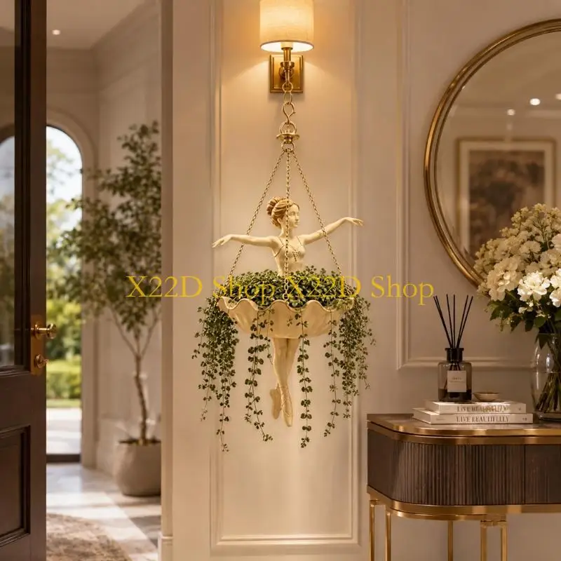 X22D Decorative Resin Hanging Planter with Dancer Accent
