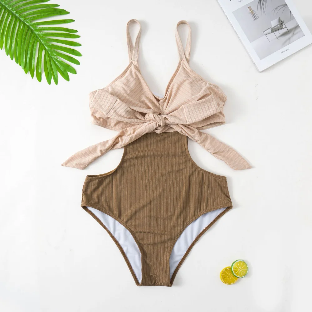 Costume da bagno donna oversize One Piece Contrast Color Swimwear Bikini Fashion Large Size Swimwear Beach Micro Bikini costume da bagno