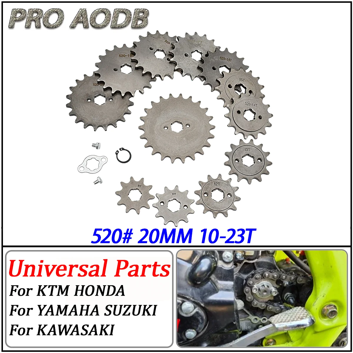 

520# 10T-15T 16T 17T 18T 19T 20T Tooth 20mm ID Front Engine Sprocket fit Pit Bike part For Honda Lifan ZongShen ATV Motorcycle