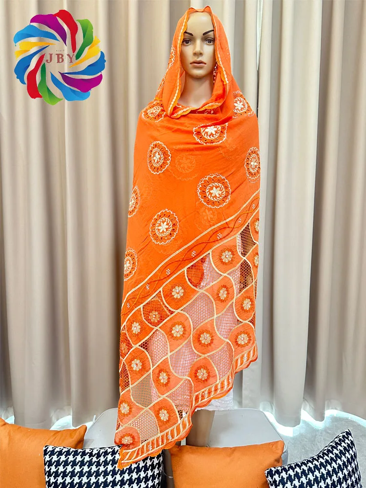 Luxury Scarf High Quality 100% Cotton Dubai African Women Islamic Scarf LOVE pattern Embroidery Chemical Lace Scarf many color