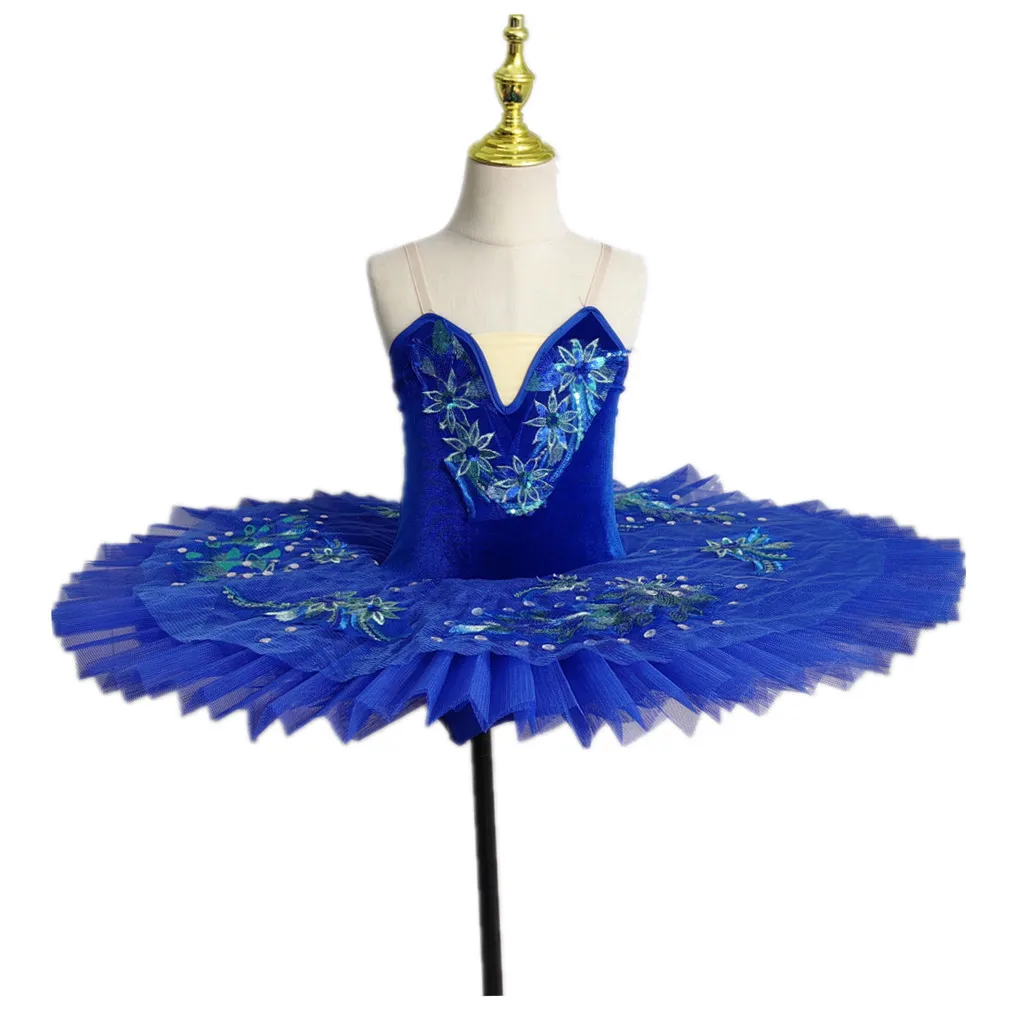 تنانير باليه احترافية زرقاء للبالغين والأطفال والرقص الشرقي للفتيات لممارسة ملابس مرحلة الأداء للأطفال