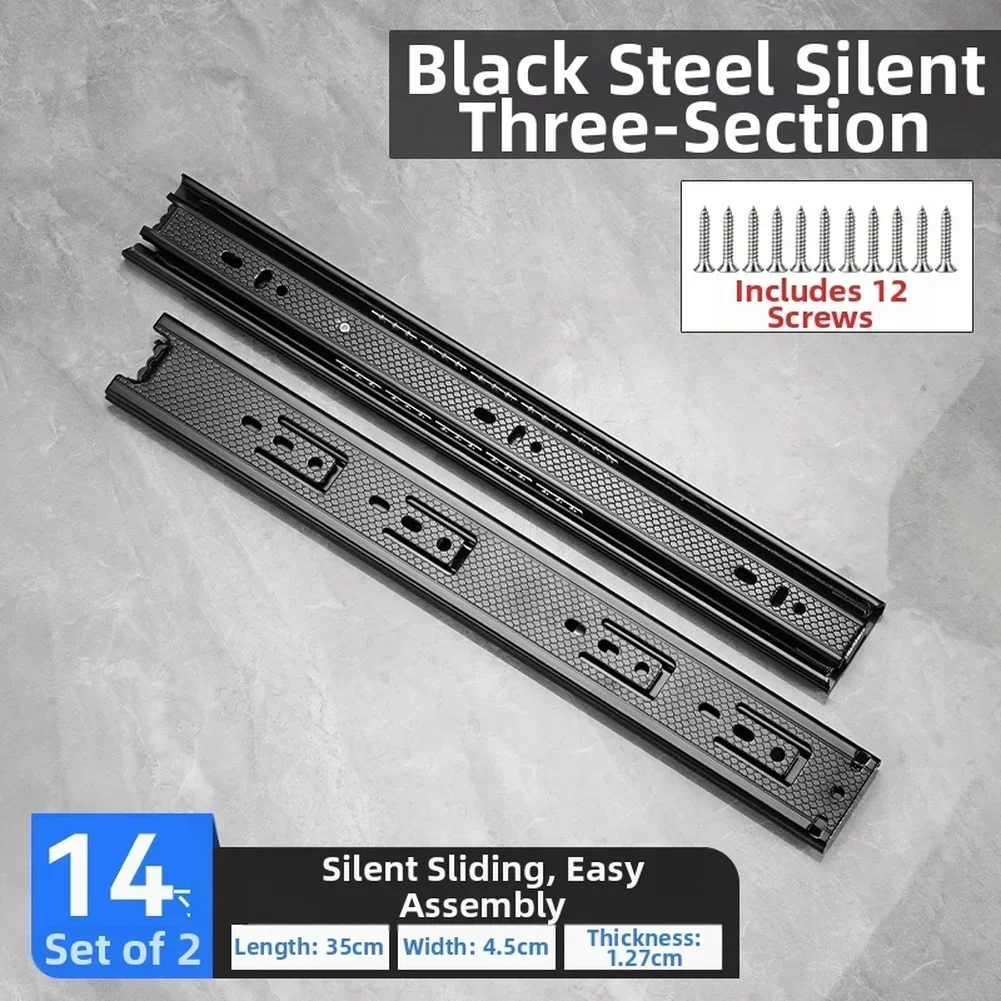 Three Section 40mm Drawer Slides Heavy Duty Full Extension Silent Operation for Dining Room Buffet For Drawers