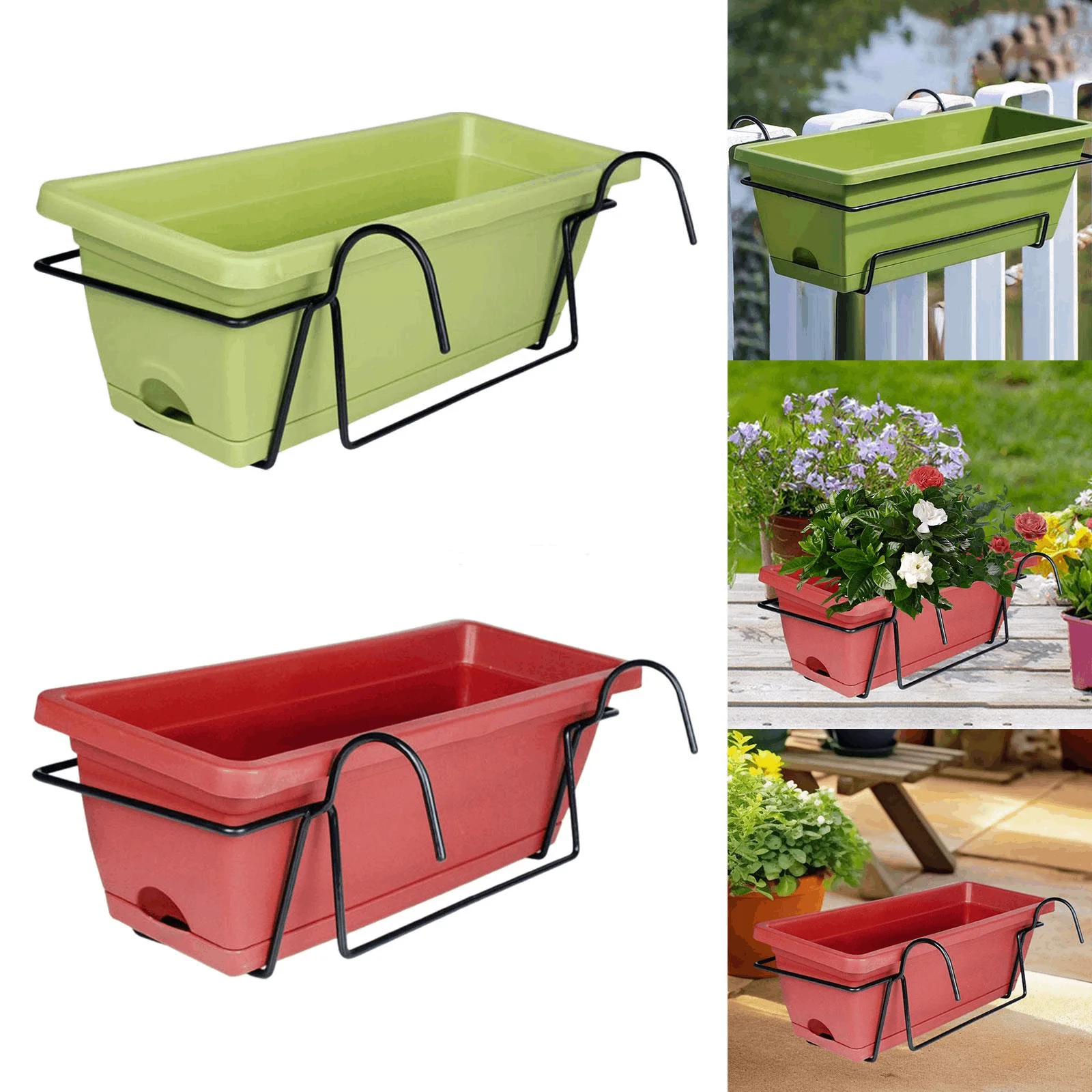 

Balcony Railing Planter Pot Balcony Vegetable Pot Rectangular Flower Pot Plastic Flower Pot For Countryside Deck Yard Patio