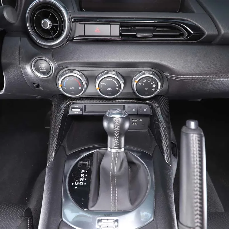 For Mazda MX-5 Miata Roadster 2016-2024 Real Carbon Fiber Car center shift panel decoration Cover Trim Interior Car Accessories