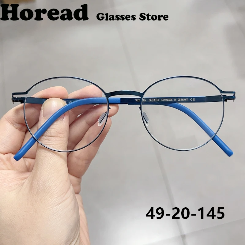 

Germany Screwless Oval Glasses Frame for Men Ultralight Simple Women No Screw Eyeglasses Brand Design Blue Color Eyewear Gafas