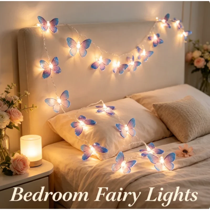 2M 10 LEDs Butterfly Fairy String Lights Battery Powered for Indoor Home Decor Birthday Wedding Baby Shower Party Decoration