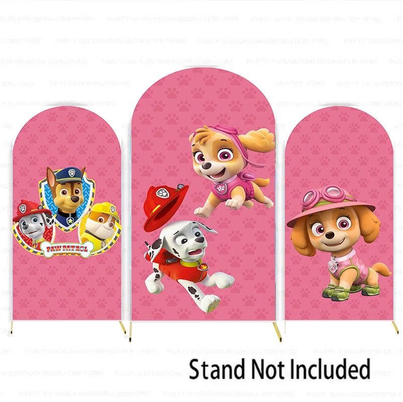 

Skye Marshall Arch Pink Paw Patrol Cartoon Dog Girl Birthday Party Backdrop Baby Shower Background Photography Photo Studio