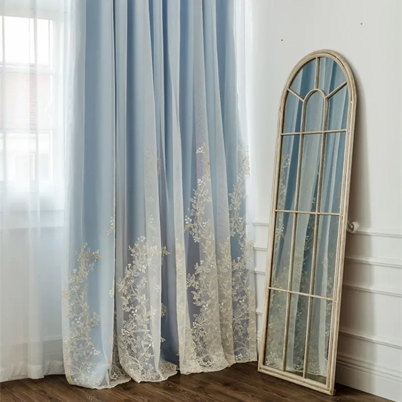 Princess Fairy Dress Embroidery Curtains For Living Room Bedroom Rope Teenage Goddess Sweet Romantic Fresh European Window Veil