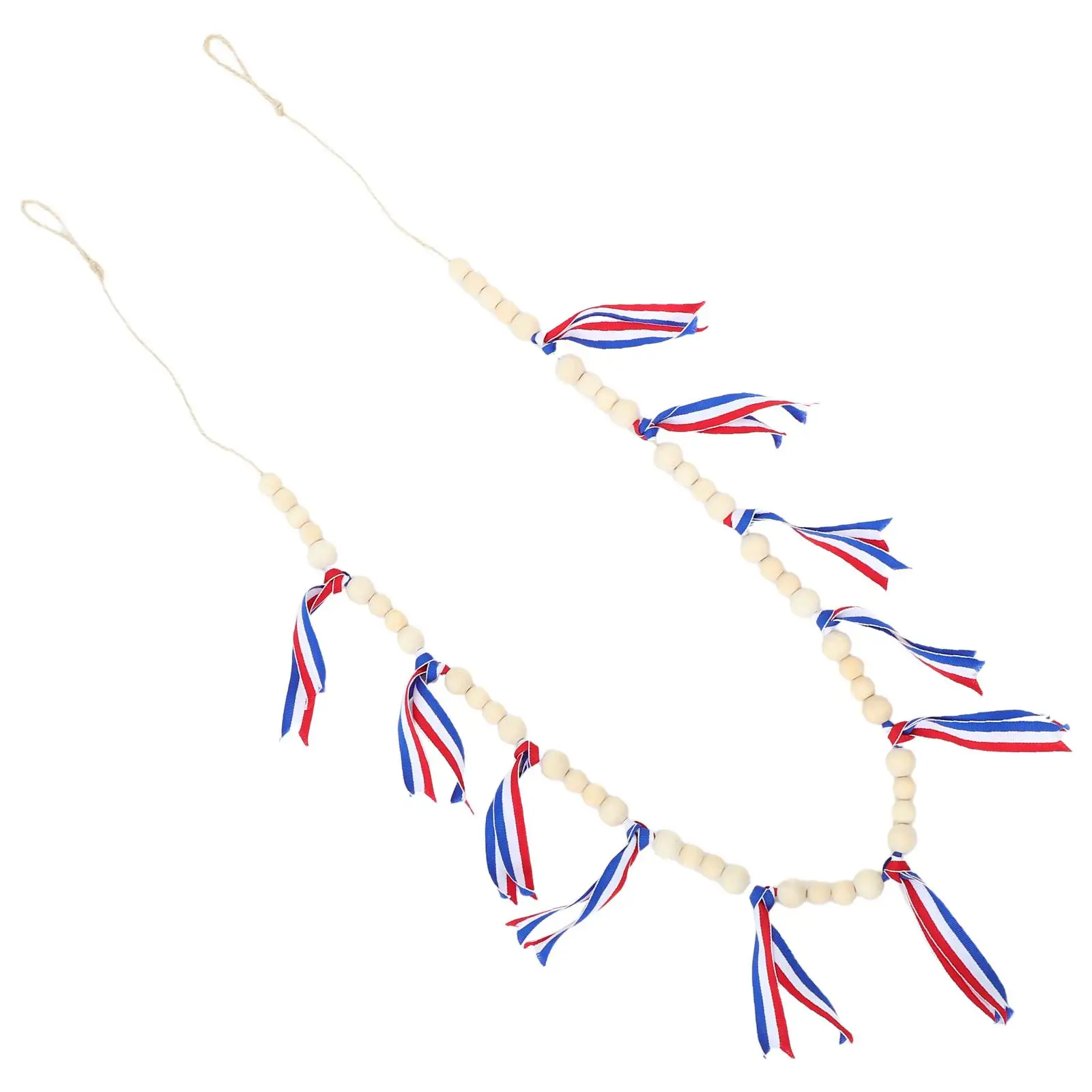 

Independence Day Wooden Bead Banner Unfinished Natural Beads Fence Patriotic Decorations