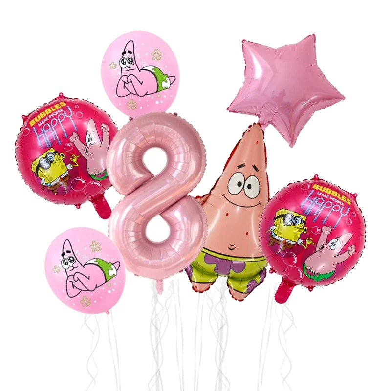 7-teiliges SpongeBob Schwammkopf Ballonset Geburtstagsparty Luftballons Heliumballons Junge Mädchen Babyparty Partyzubehör – Detail 8