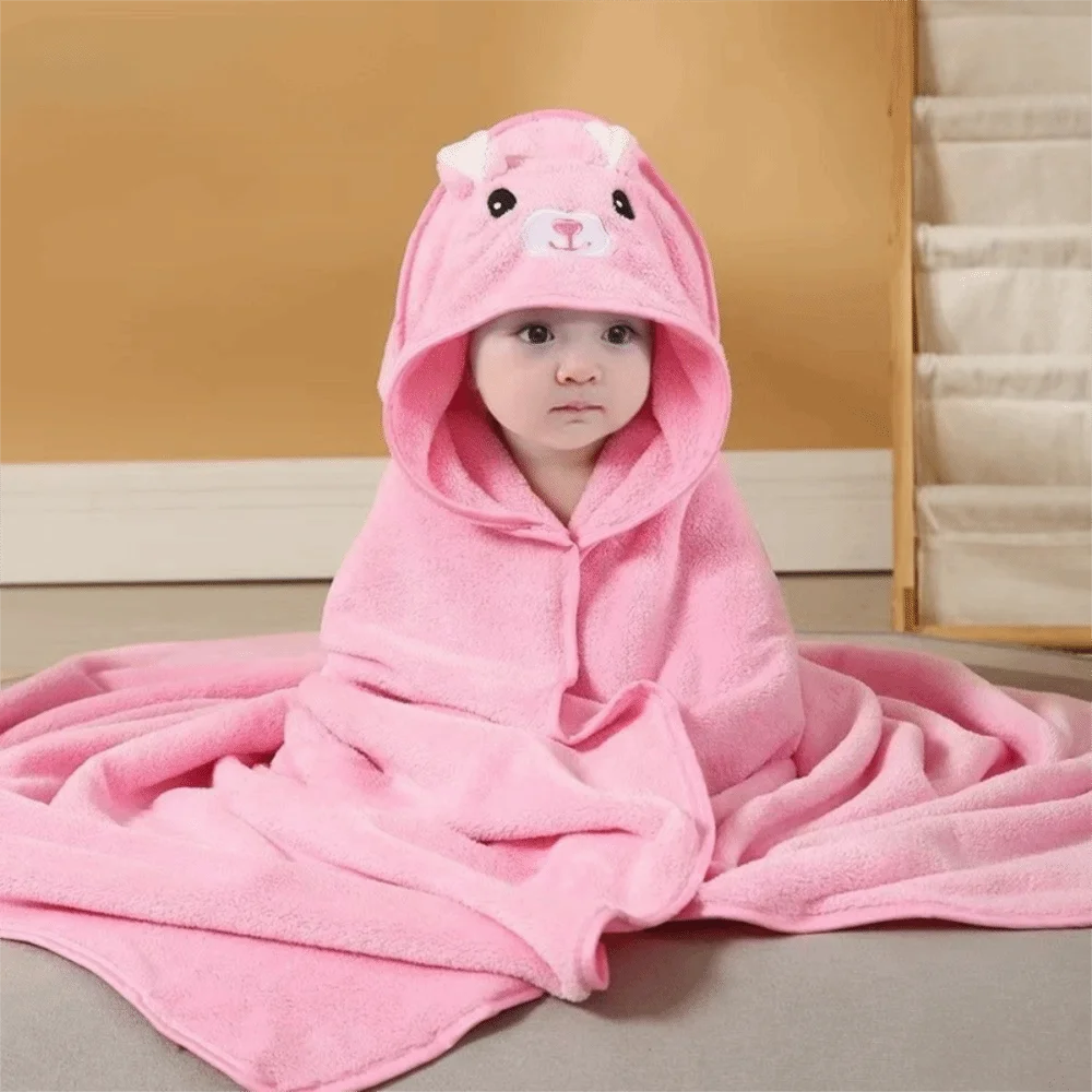 Super Absorbent Baby Bath Towel Soft Fabric Quick-Drying Animal Design Towel Microfiber Skin-Friendly Multifunctional Towel