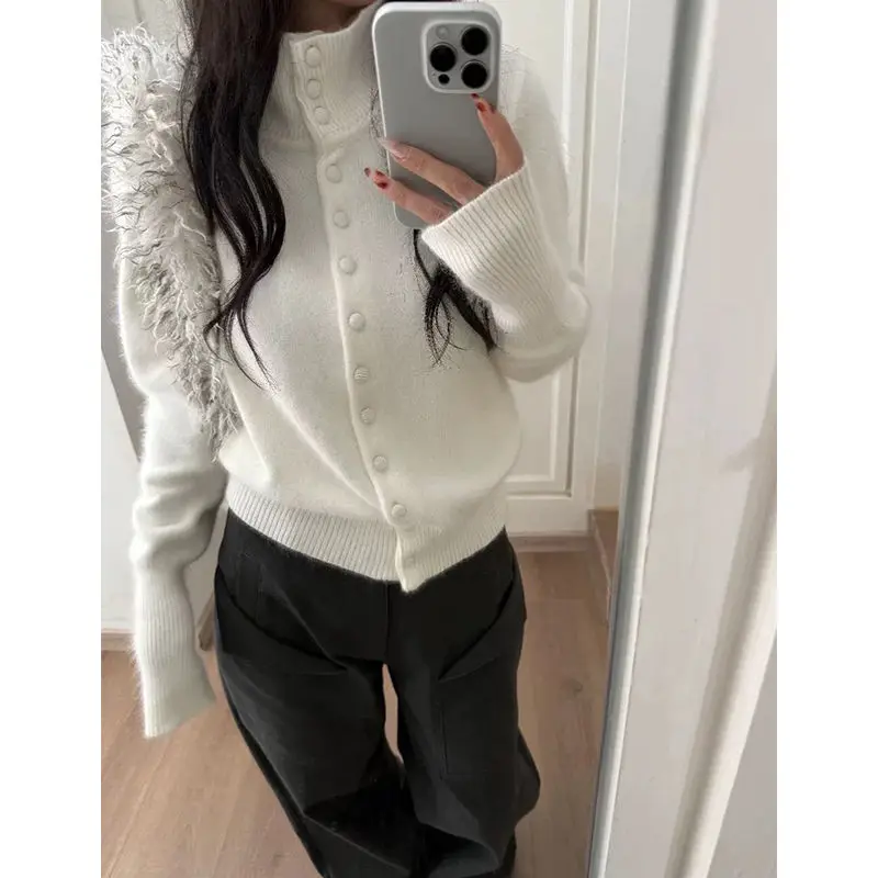 Japanese Subculture Turtleneck Sweater Coats Women Striped Jacket Kawaii Cardigan Thin Sweatshirts Female Outwear Vintage Chic